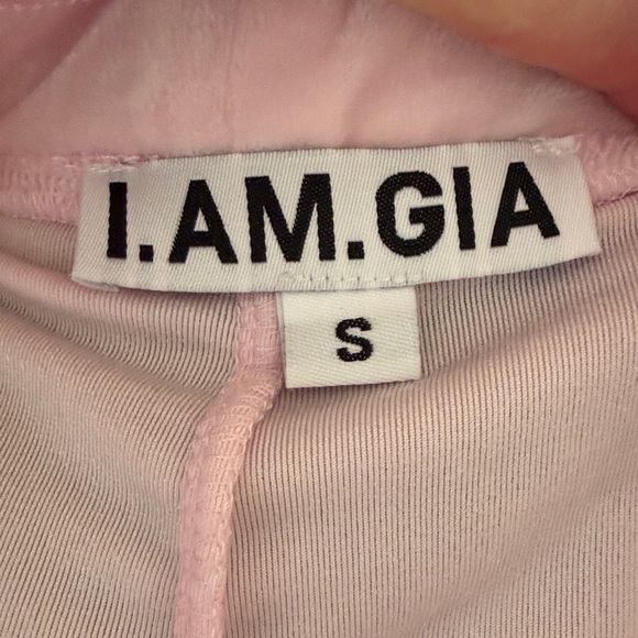 I.AM.GIA Daria Velour Rhinestone Logo Track Pants in Baby Pink Size S - Picture 10 of 10